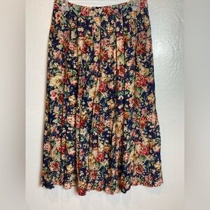 Vintage Susan Bristol Skirt Size 6 Floral Midi Maxi Floral Pleated 80s 90s